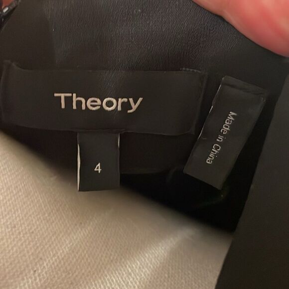 Theory Black Cap Sleeve Deep V Neck Dress, NWT - Picture 9 of 13